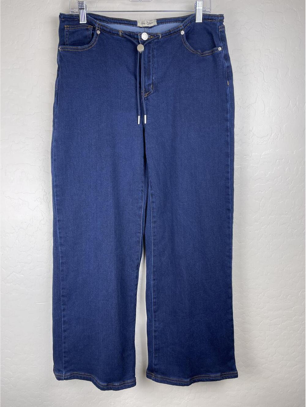 Sexy Fabulous Women's Dark Blue Wide-Leg Jeans Size 13